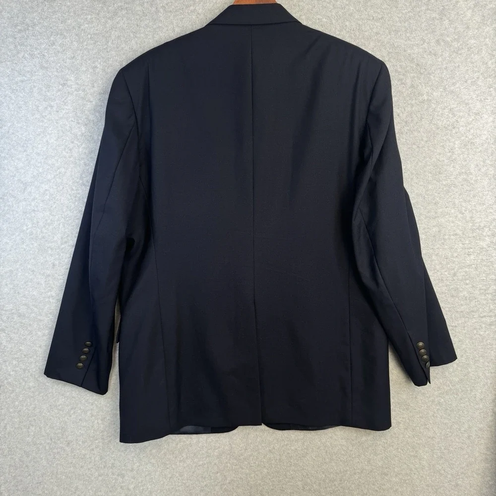 Etienne Aigner 100% Pure Wool Blazer Navy Blue 44R Made in Portugal Gold Buttons